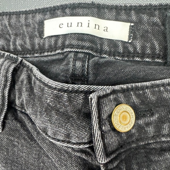 Eunina Jeans Women's 15/32 Juniors Black Denim Distressed Stretch Skinny Casual - Picture 3 of 15